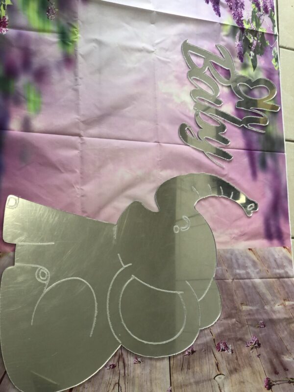 Acrylic Elephant with Oh Baby - Image 3